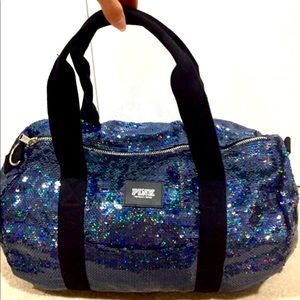 Victoria Secret blue sequin duffel bag